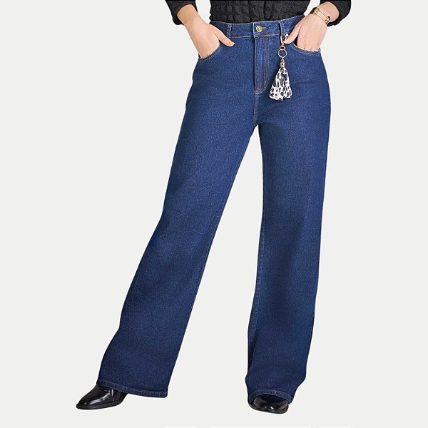 CALÇA YOUNG JEANS COM ELASTANO WIDE LEG FEMININA ADULTO