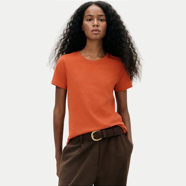 BLUSA HERING MANGA CURTA TSHIRT LARANHA ALGODÃO LISA FEMININA ADULTO