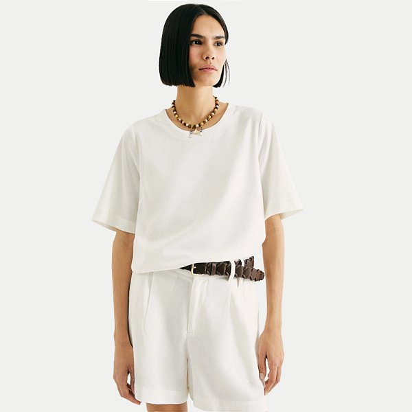 BLUSA HERING MANGA CURTA VISCOLINHO OFFWHITE FEMININA ADULTO
