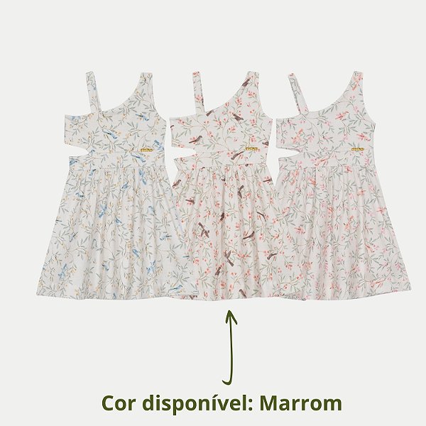 VESTIDO RANDA MUNDU REGATA MALHA ESTAMPADA MARROM FEMININO INFANTIL