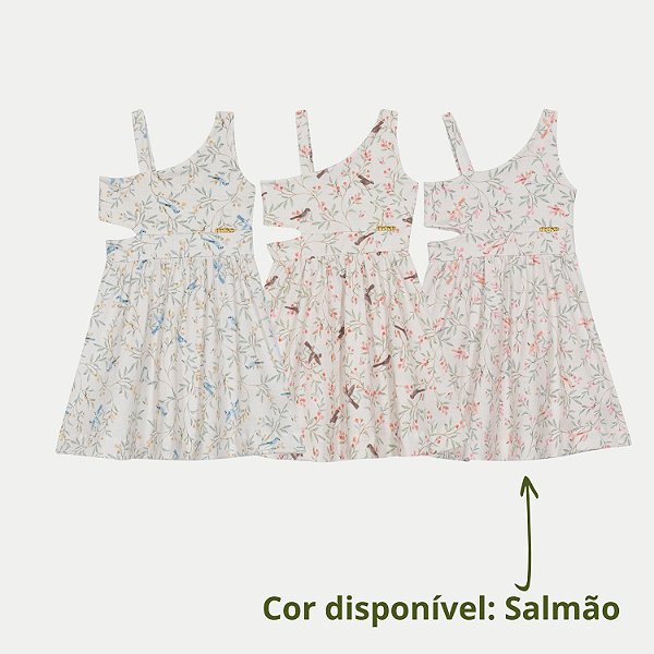 VESTIDO RANDA MUNDU REGATA MALHA ESTAMPADA SALMÃO FEMININO INFANTIL