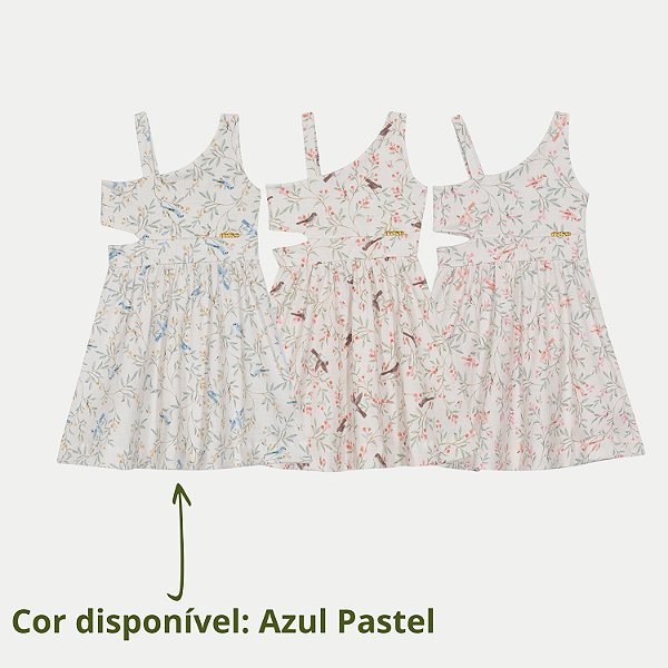 VESTIDO RANDA MUNDU REGATA MALHA ESTAMPADA AZUL PASTEL FEMININO INFANTIL