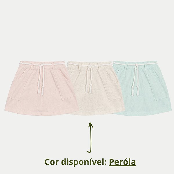 SHORT RANDA MUNDU SAIA MOLETINHO BÁSICO PEROLA  FEMININO INFANTIL