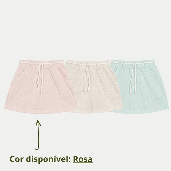 SHORT RANDA MUNDU SAIA MOLETINHO  BÁSICO ROSA FEMININO INFANTIL