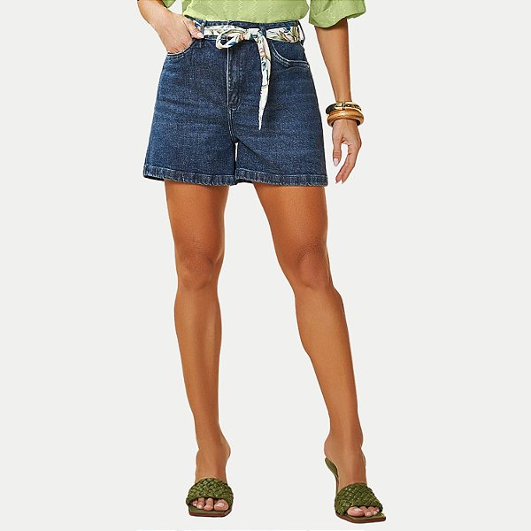 SHORT DOCE TRAMA JEANS MÉDIO COM ELASTANO BÁSICO FEMININO ADULTO