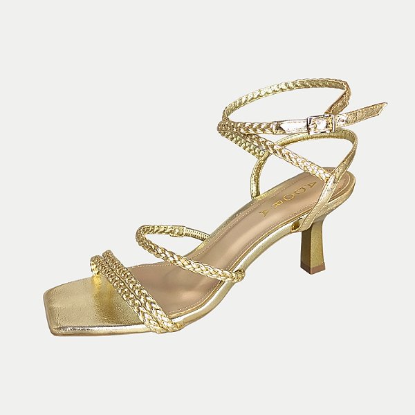 SANDALIA ADORA SALTO ALTO DOURADO ACTIVIE FEMININA ADULTO