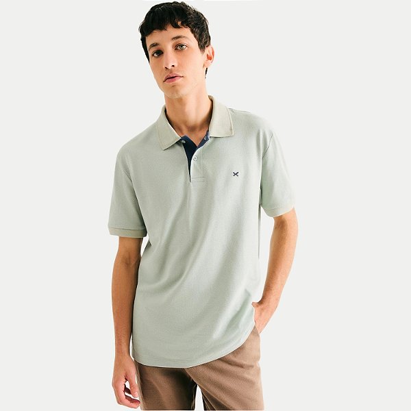 POLO HERING MANGA CURTA COMFORT PIQUET LISA  VERDE AGUA
