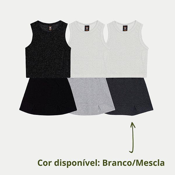 CONJUNTO VERÃO RANDA MUNDU SHORT SAIA COM BLUSA REGATA FEMININO INFANTIL