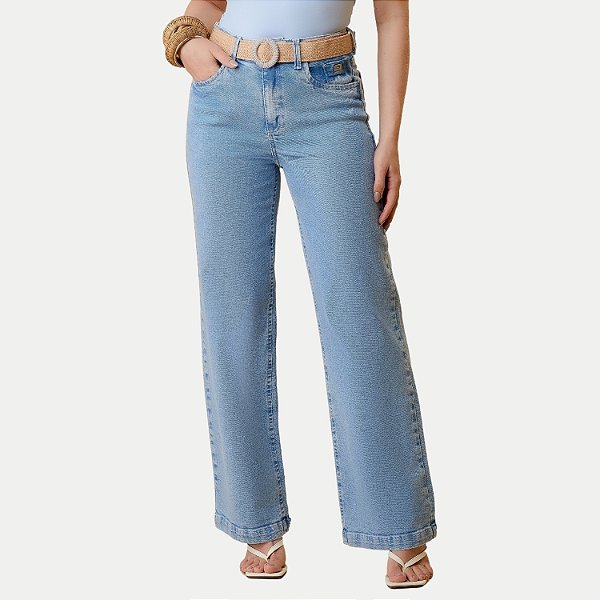 CALÇA OGNUS JEANS COM ELASTANO WIDE LEG FEMININA ADULTO