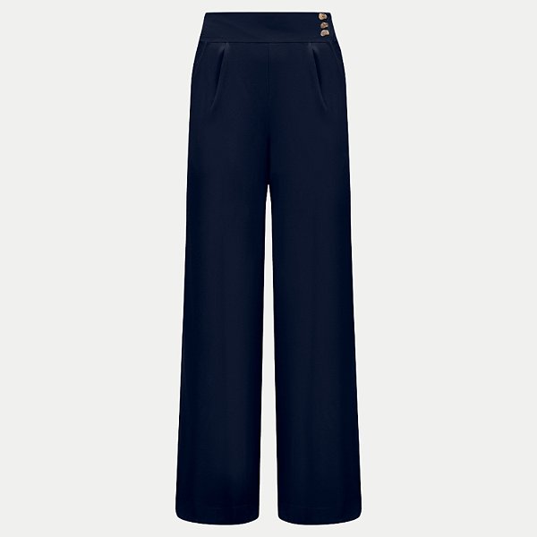 CALÇA LUNENDER VISCOSE PANTALONA AZUL MARINHO FEMININA ADULTO