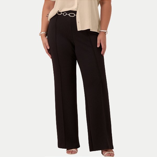 CALÇA LUNENDER MAIS MULHER DE MALHA  COMFORT PRETA FEMININA ADULTO