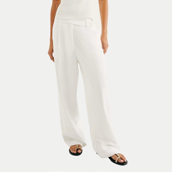 CALÇA HERING POLIESTER DE ALFAIATARIA OFFWHITE  FEMININA ADULTO