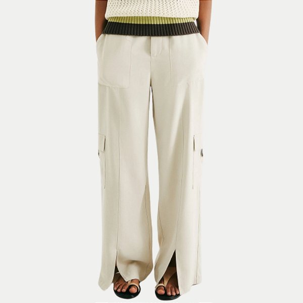 CALÇA HERING VISCOSE COM POLIESTER CARGO BEGE FEMININA ADULTO