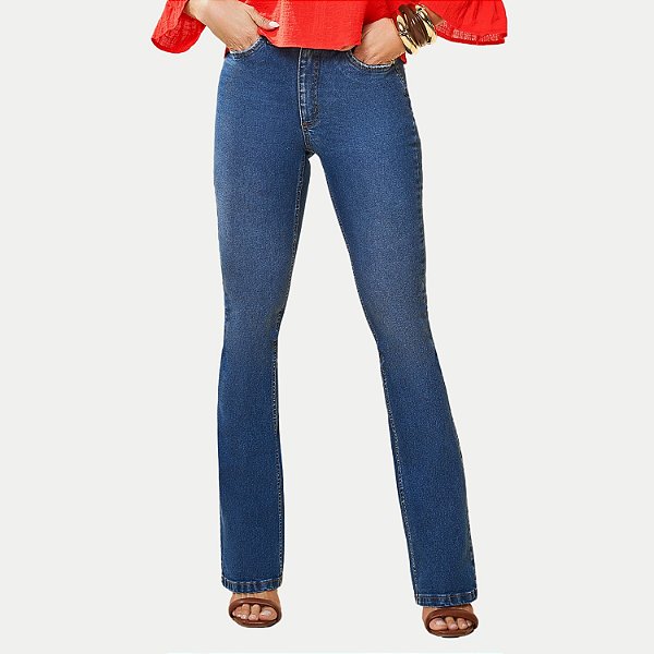 CALÇA DOCE TRAMA JEANS MÉDIO COM ELASTANO BOOTCUT FEMININA ADULTO