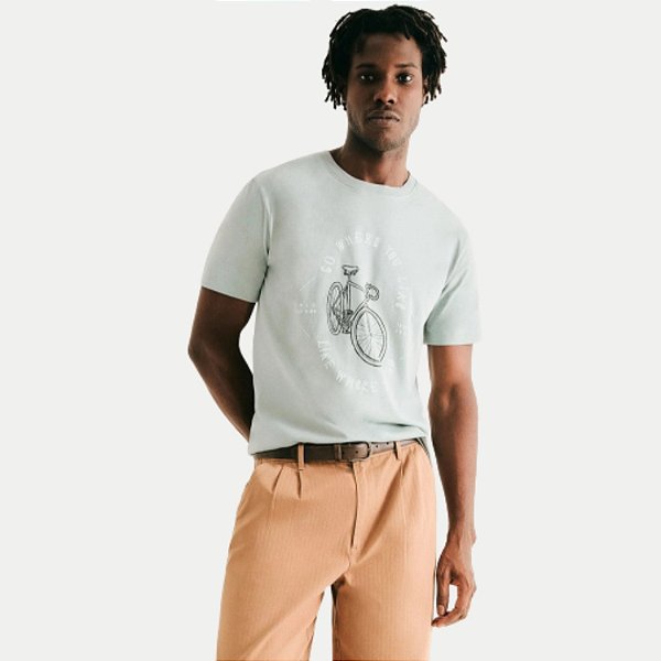 CAMISETA HERING MANGA CURTA COMFORT ALGODÃO SILKADA VERDE MASCULINA ADULTO