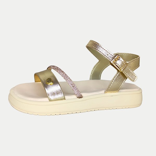 SANDALIA KIDY MINI FLAT DOURADA ANABELA FEMININA INFANTIL