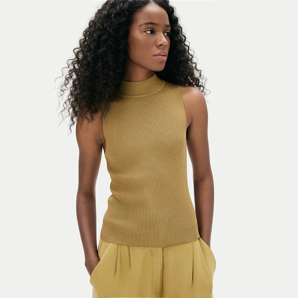 BLUSA HERING REGATA DE TRICO MOSTARDA FEMININA ADULTO