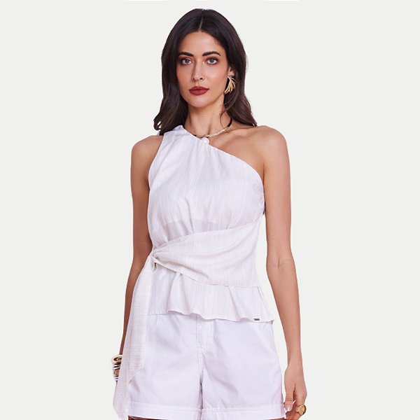 BLUSA ILICITO NULA MANGA DE VISCOSE OFFWHITE FEMININA ADULTO