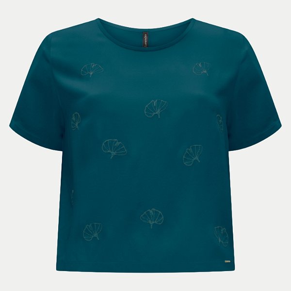 BLUSA LUNENDER MANGA CURTA DE VISCOSE VERDE FEMININA ADULTO