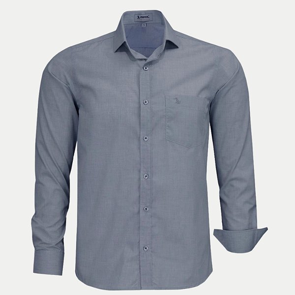 CAMISA AMIL MANGA LONGA COMFORT ALGODÃO CHUMBO MASCULINO ADULTO