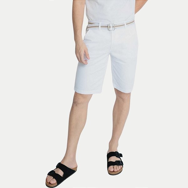 BERMUDA YOUNG BRIM COM ELASTANO ESPORTE FINO BRANCO MASCULINA ADULTO