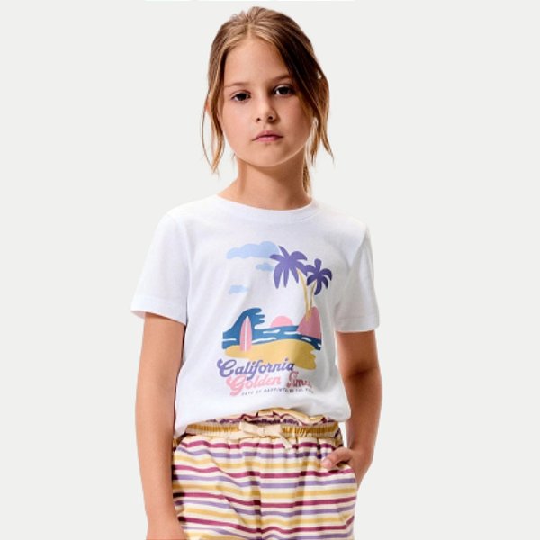 BLUSA HERINGKIDS MANGA CURTA TSHIRT ALGODÃO SILKADA BRANCO FEMININA INFANTIL