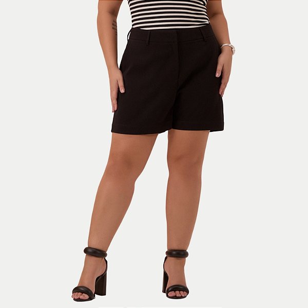 SHORT LUNENDER POLIESTER DE ALFAIATARIA PRETO FEMININO ADULTO