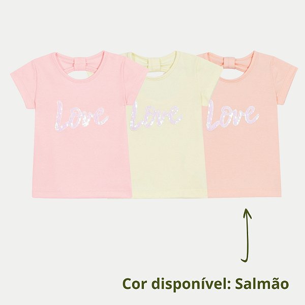 BLUSA RANDA MUNDU MANGA CURTA COTTON  SALMÃO FEMININA INFANTIL