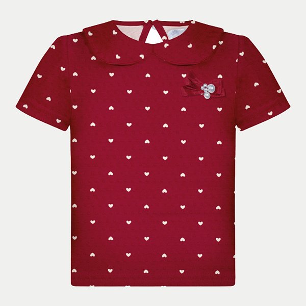 BLUSA ALAKAZOO MANGA CURTA DE MALHA VERMELHO FEMININA INFANTIL