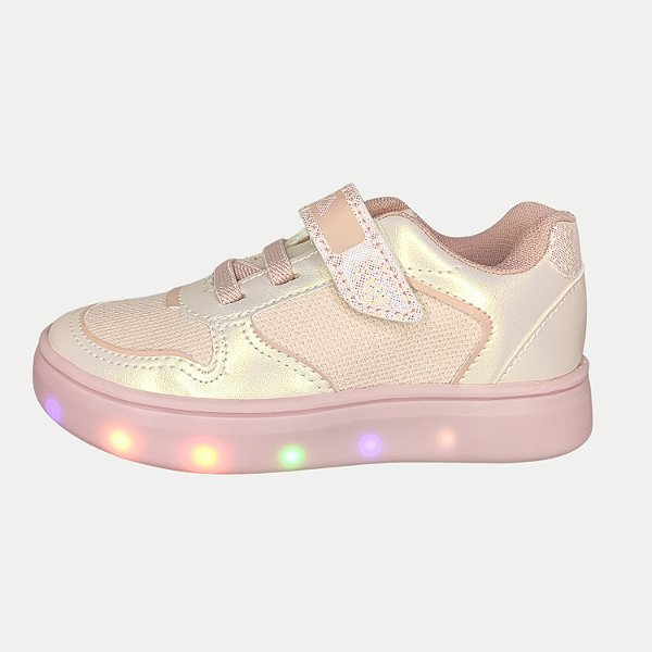 TÊNIS BATATINHA CASUAL COM CADARÇO E COM LUZ LED ROSA FEMININO INFANTIL
