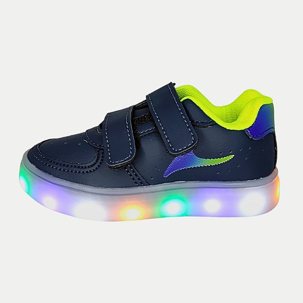 TÊNIS BATATINHA CASUAL COM CADARÇO E COM LUZ LED AZUL MARINHO MASCULINO INFANTIL