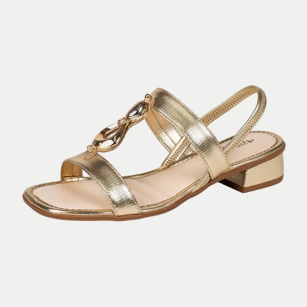 SANDALIA MISSISSIPI SALTO BAIXO ACTIVE DOURADA FEMININA ADULTO