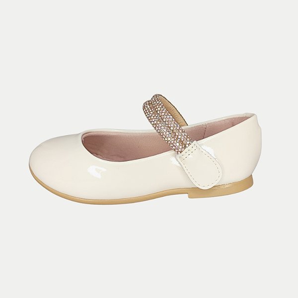SAPATILHA MINI SUA CIA BICO REDONDO VERNIZ OFFWHITE FEMININA INFANTIL