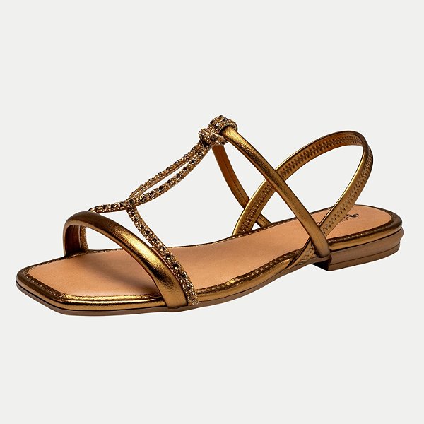 SANDALIA MISSISSIPI RASTEIRA DOURADA FEMININA ADULTO