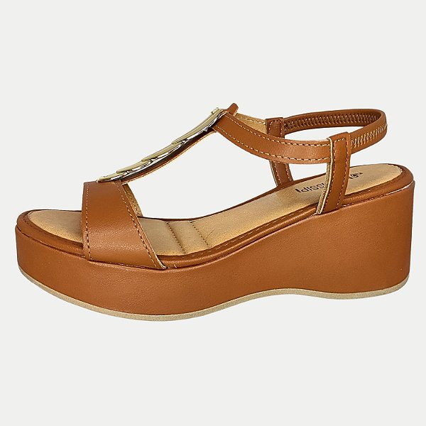 SANDALIA MISSISSIPI ANABELA ALTA MARROM FEMININA ADULTO