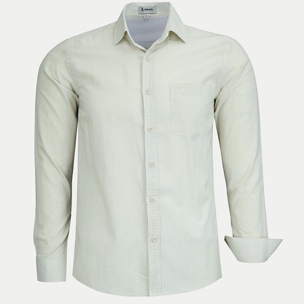 CAMISA AMIL MANGA LONGA COMFORT LINHO LISA  COM BOLSO MASCULINA ADULTO
