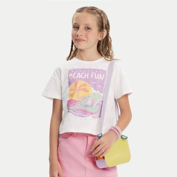 BLUSA ALAKAZOO MANGA CURTA TSHIRT ALGODÃO OFFWHITE SILKADA FEMININA INFANTIL