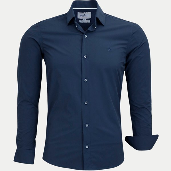 CAMISA AMIL MANGA LONGA SLIM POLIAMIDA E ELASTANO AZUL MARINHO MASCULINO ADULTO