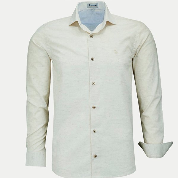 CAMISA AMIL MANGA LONGA COMFORT LINHO OFFWHITE MASCULINO ADULTO