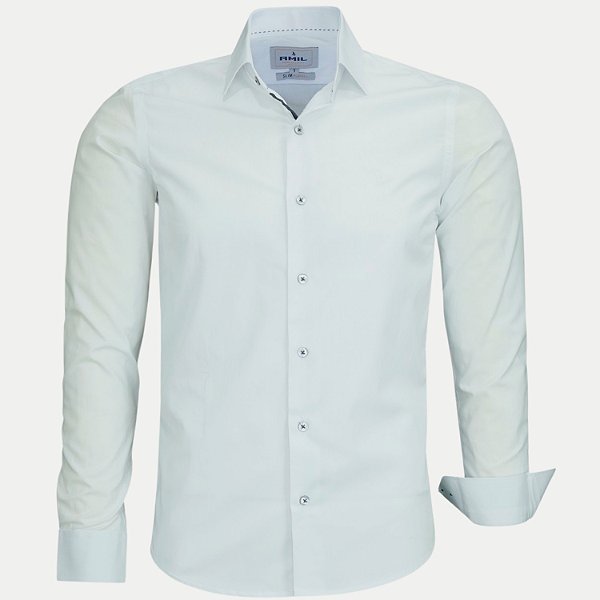 CAMISA AMIL MANGA LONGA SLIM ALGODAO LISA BRANCO MASCULINO ADULTO