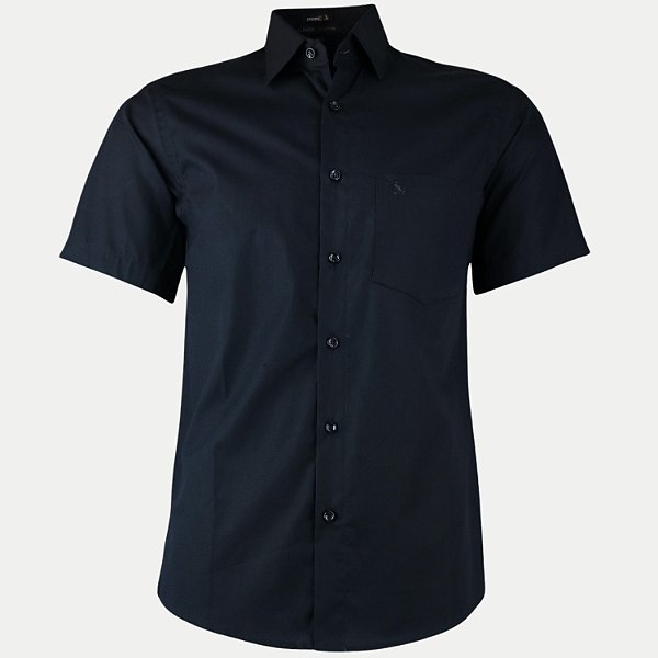 CAMISA AMIL MANGA CURTA COMFORT ALGODÃO LISA PRETO MASCULINO ADULTO