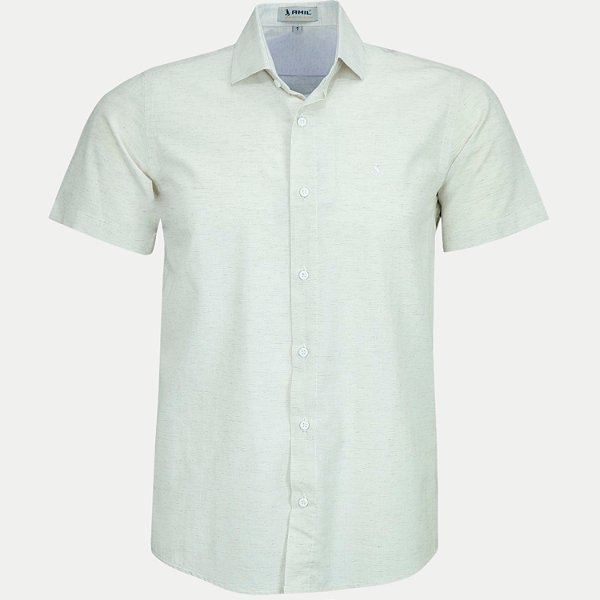 CAMISA AMIL MANGA CURTA COMFORT ALGODÃO SEM BOLSO BRANCO MASCULINO ADULTO