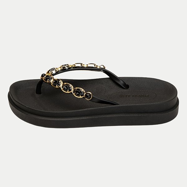 CHINELO RAFITTHY DEDO FLAT BOLD SHINE PRETO FEMININO ADULTO