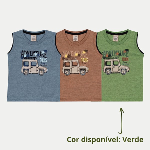 CAMISETA RANDA MUNDU REGATA ALGODÃO SILKADA VERDE MASCULINA INFANTIL