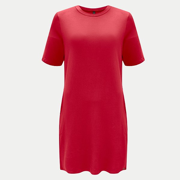 VESTIDO LUNENDER MANGA CURTA DE MALHA VERMLEHO FEMININO ADULTO