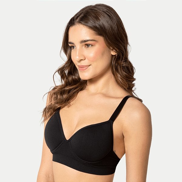 SOUTIEN TRIFIL  COM BOJO DE  MICROFIBRA PRETO FEMININO ADULTO