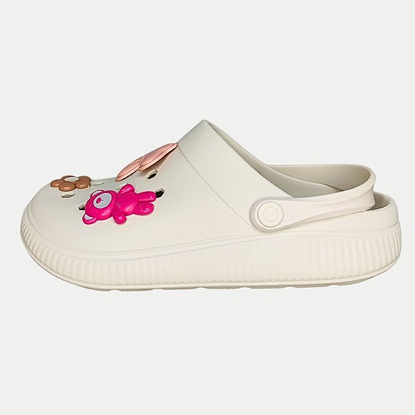 SANDALIA MOLECA CLOG COM APLIQUE OFFWHITE  FEMININA ADULTO