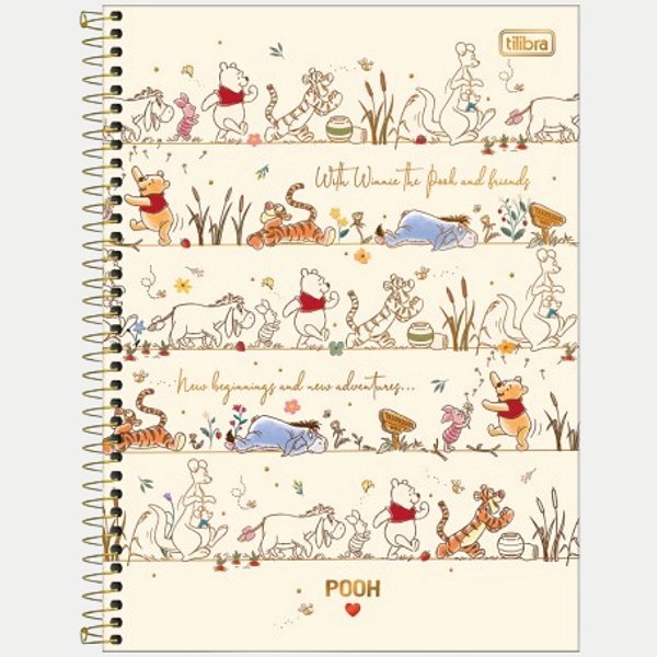 CADERNO TILIBRA UNIVERSITÁRIO 10 MATÉRIAS CAPA DURA POOH UNISEX (CORES SORTIDAS) 27119-P
