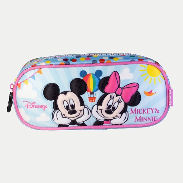 ESTOJO XERYUS MINNIE E MICKEY  2 ZÍPER ROSA FEMININO  29846-P