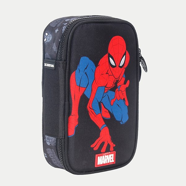 ESTOJO XERYUS SPIDERMAN 1 ZÍPER BOX PRETO MASCULINO 29873-P